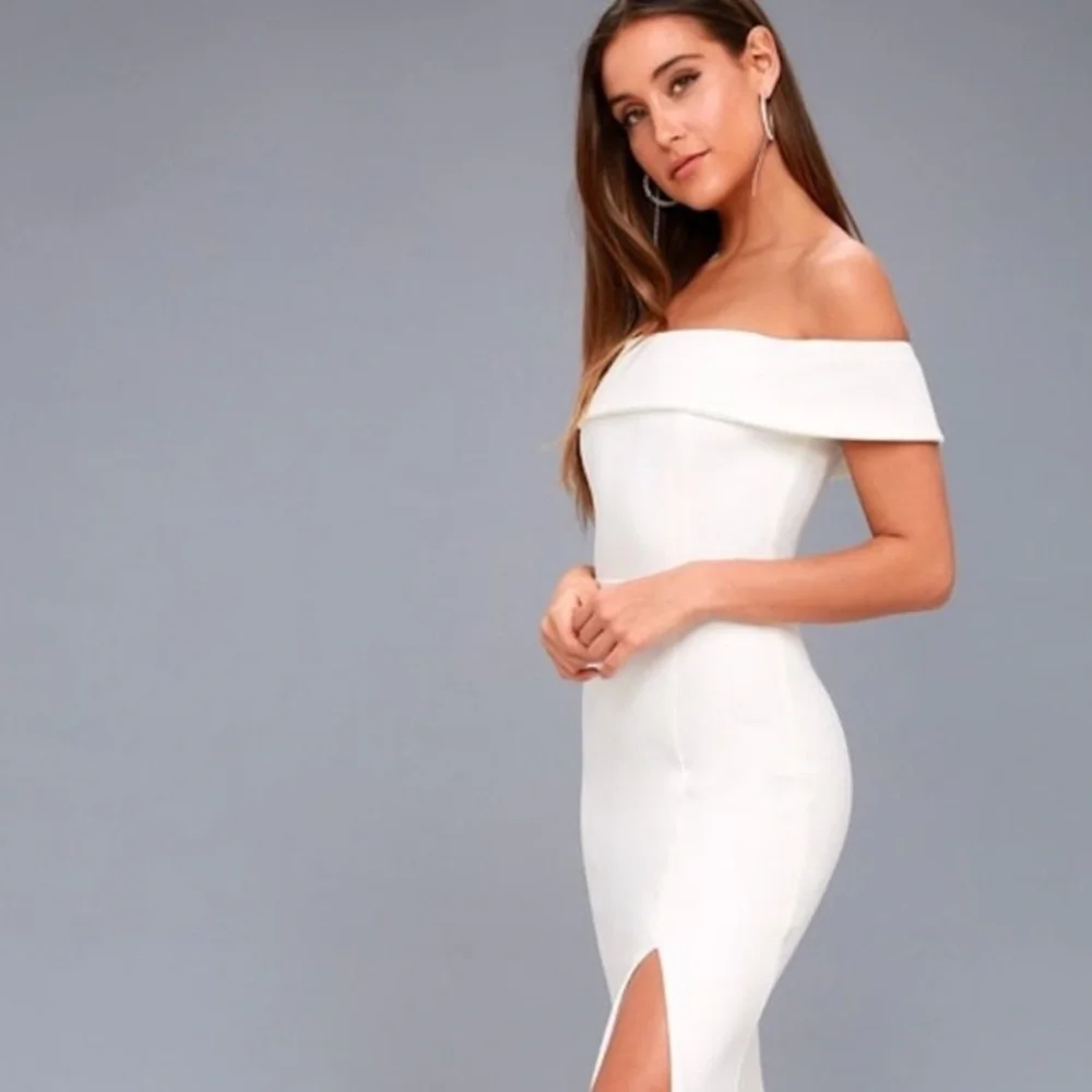 Lulus White Aveline Off The Shoulder Maxi Wedding Dress Dress Women’s Size Small - Picture 3 of 11